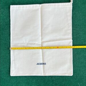 Jacquemus White Canvas Drawstring Pouch with Navy Logo